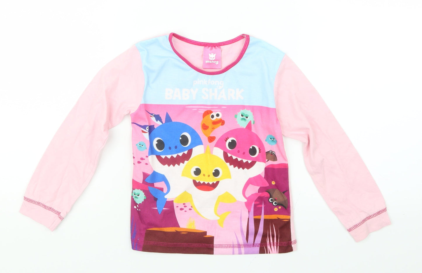 Pinkfong Girls Pink Geometric  Basic T-Shirt Size 2-3 Years