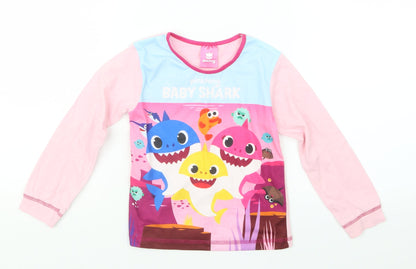 Pinkfong Girls Pink Geometric  Basic T-Shirt Size 2-3 Years