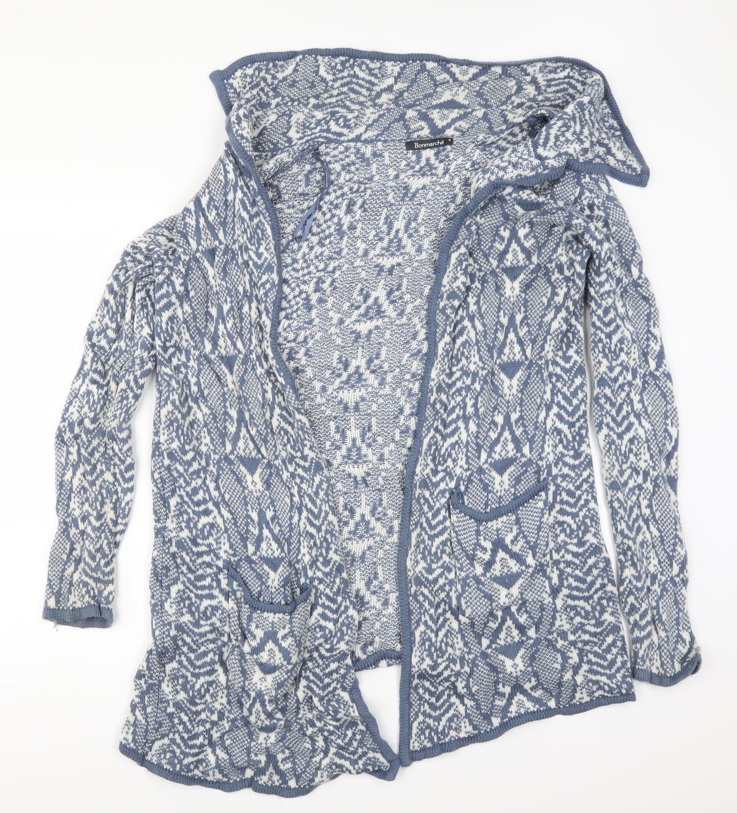 Bonmarché Womens Blue Geometric  Cardigan Jumper Size S