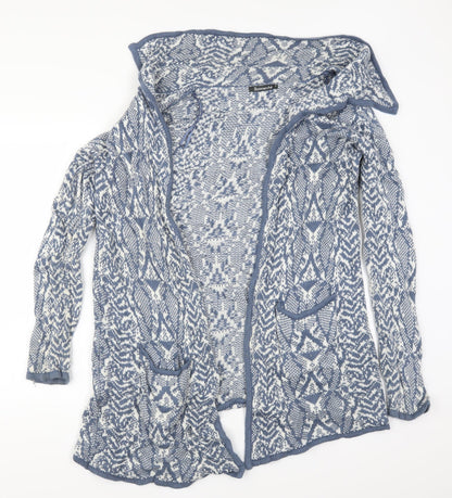 Bonmarché Womens Blue Geometric  Cardigan Jumper Size S
