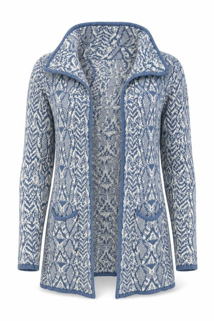 Bonmarché Womens Blue Geometric Cardigan Jumper Size S