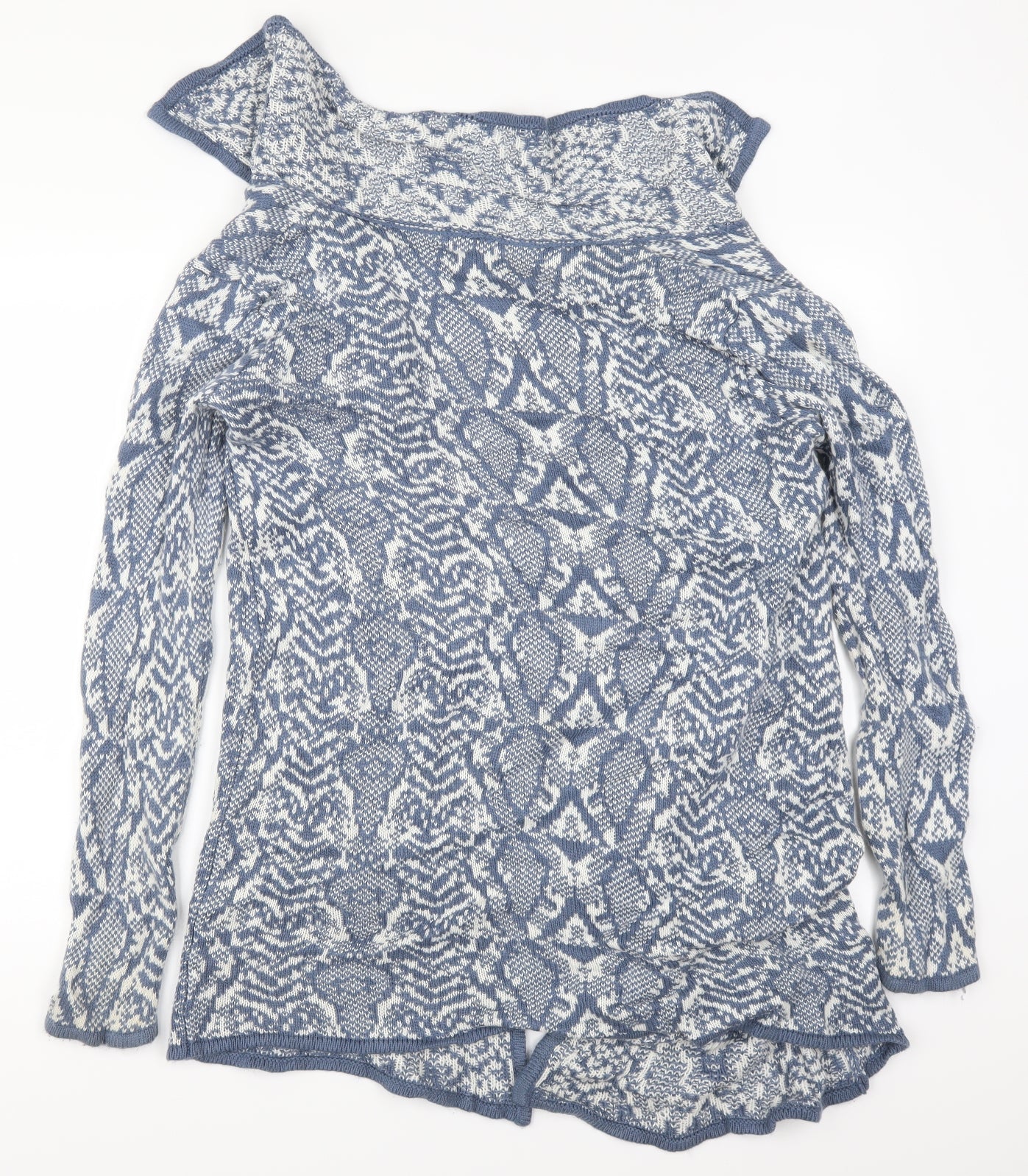 Bonmarché Womens Blue Geometric  Cardigan Jumper Size S