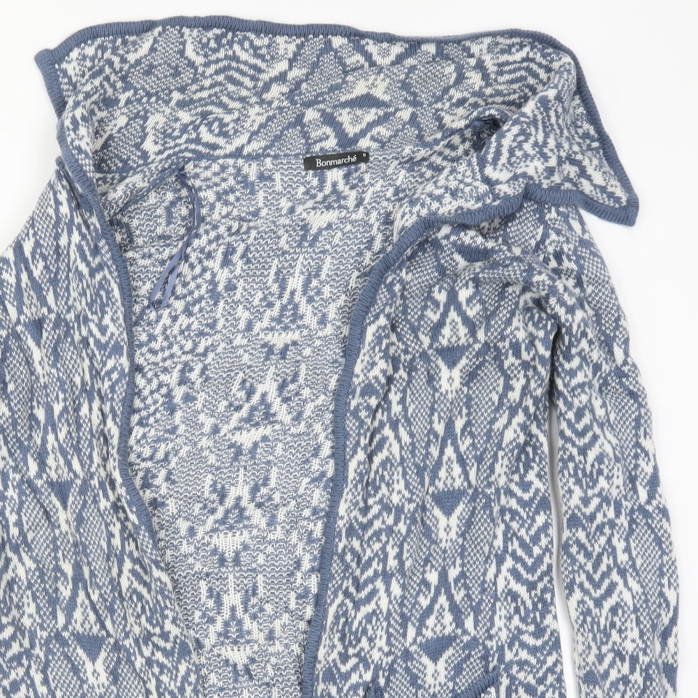 Bonmarché Womens Blue Geometric  Cardigan Jumper Size S