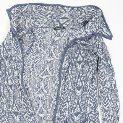 Bonmarché Womens Blue Geometric  Cardigan Jumper Size S