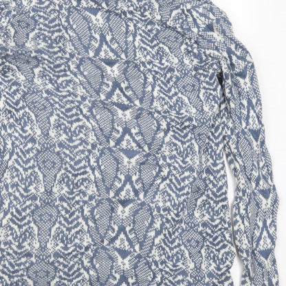 Bonmarché Womens Blue Geometric  Cardigan Jumper Size S