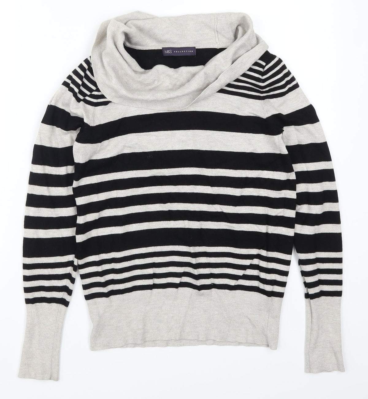 Marks & Spencer Womens Grey Striped  Pullover Jumper Size 10