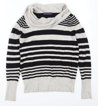 Marks & Spencer Womens Grey Striped  Pullover Jumper Size 10