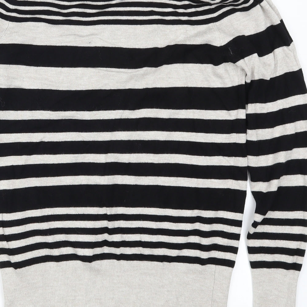 Marks & Spencer Womens Grey Striped  Pullover Jumper Size 10