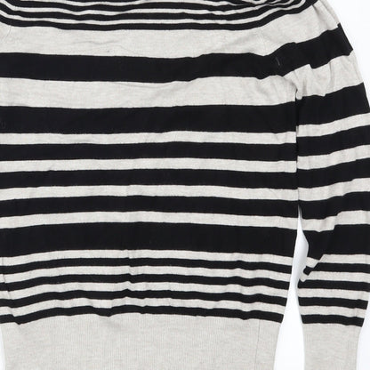 Marks & Spencer Womens Grey Striped  Pullover Jumper Size 10