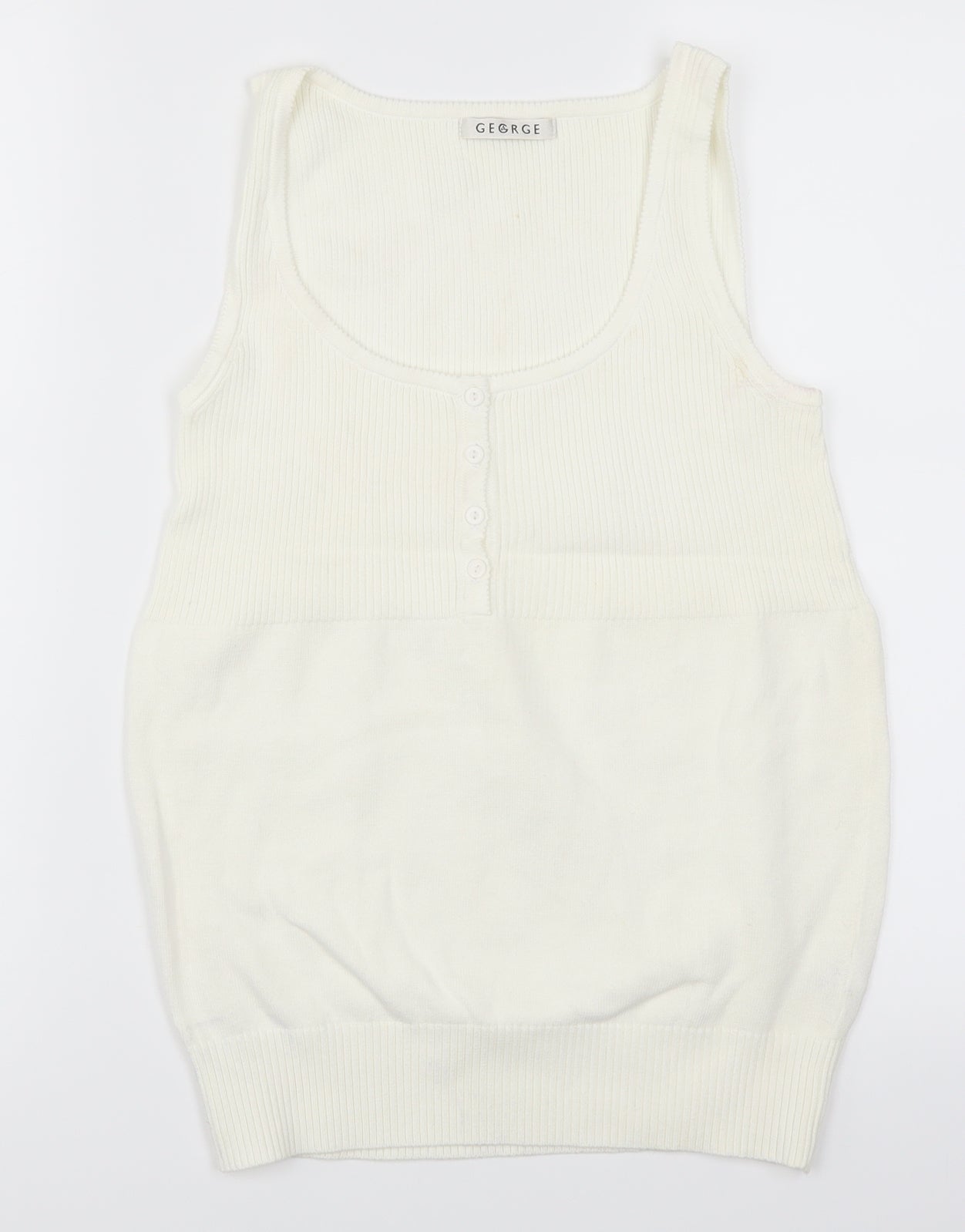 George Womens White   Basic Tank Size 10  - Cream
