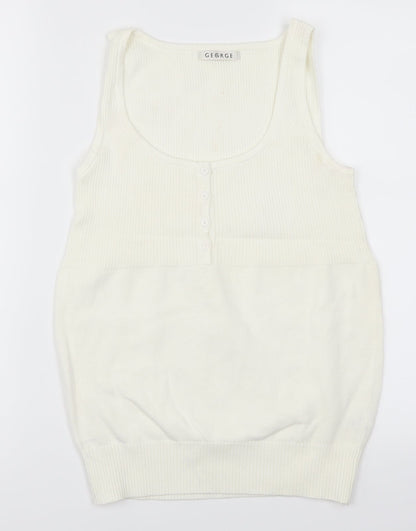 George Womens White   Basic Tank Size 10  - Cream
