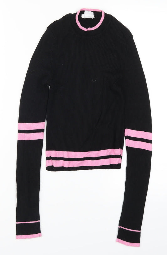 Cooperative Womens Black Striped  Pullover Jumper Size S  - Pink