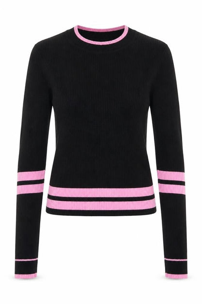 Cooperative Womens Black Striped  Pullover Jumper Size S  - Pink