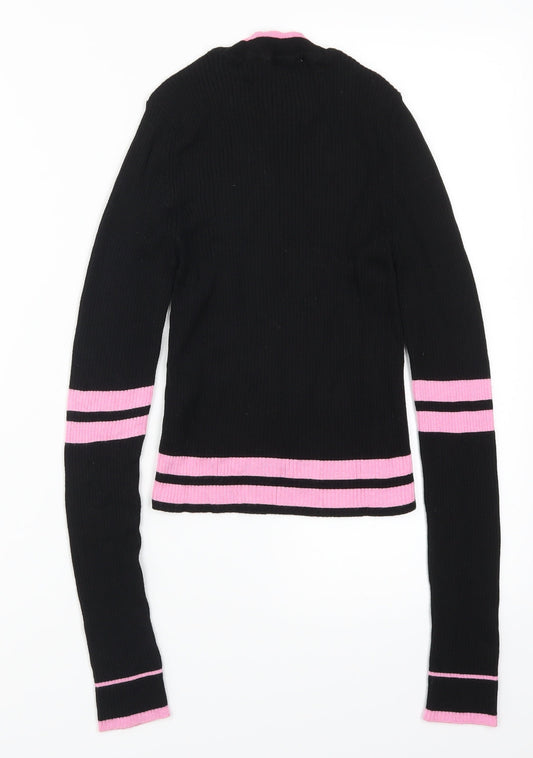 Cooperative Womens Black Striped  Pullover Jumper Size S  - Pink