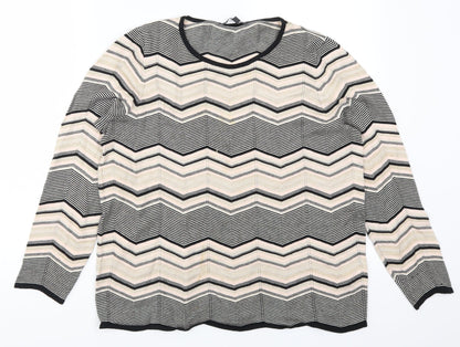 Bonmarché Womens Pink Striped Pullover Jumper Size 16