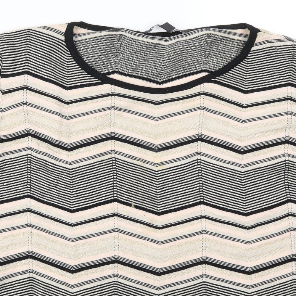 Bonmarché Womens Pink Striped Pullover Jumper Size 16