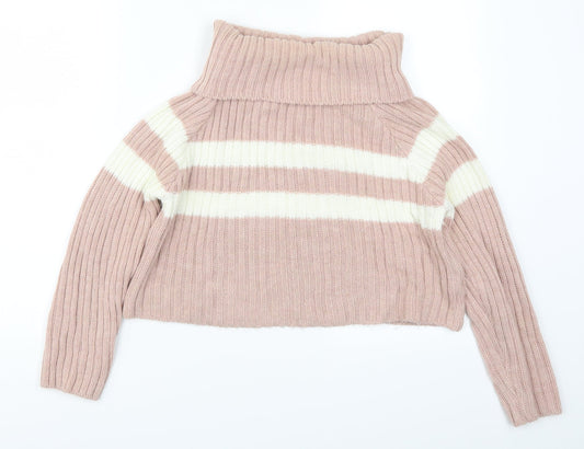 Misspap Womens Pink Striped  Pullover Jumper Size S