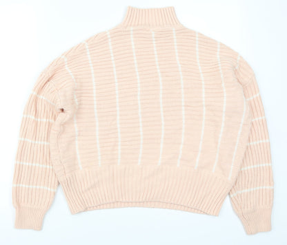 Miss Selfridge Womens Pink Striped Knit Pullover Jumper Size 4