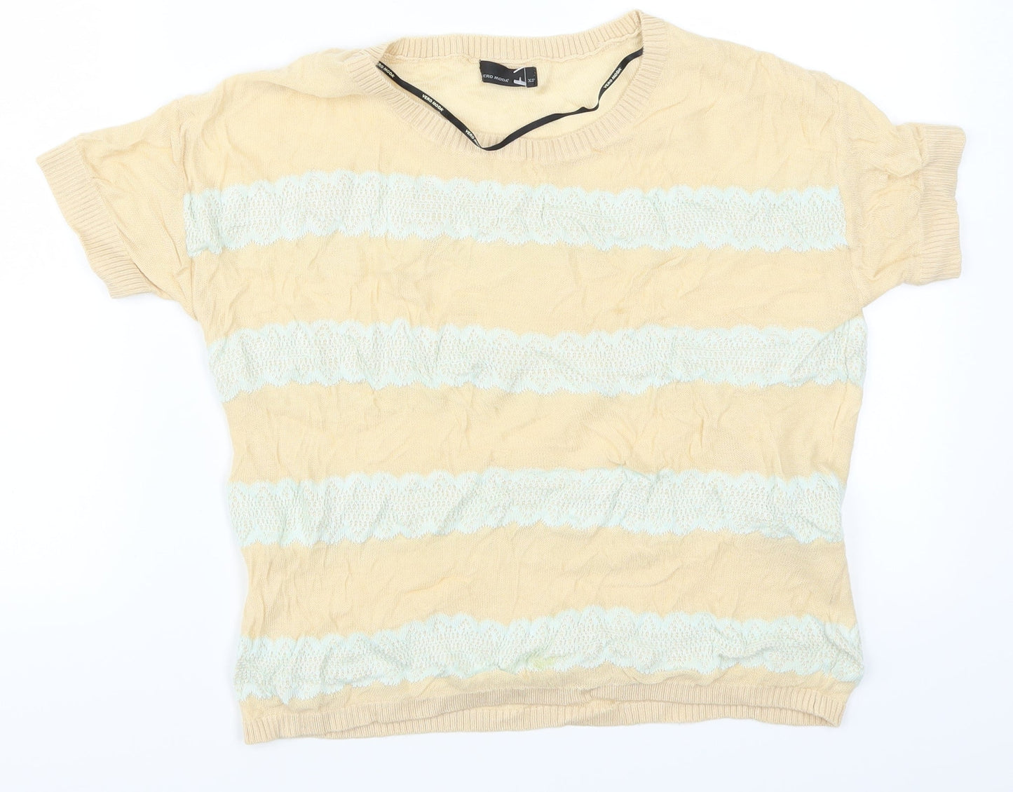 Womens UK Size XS VERO MODA Beige Basic T-Shirt