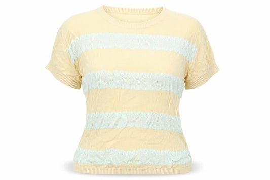 Vero Moda Womens Beige Striped Lace Basic T-Shirt Size XS