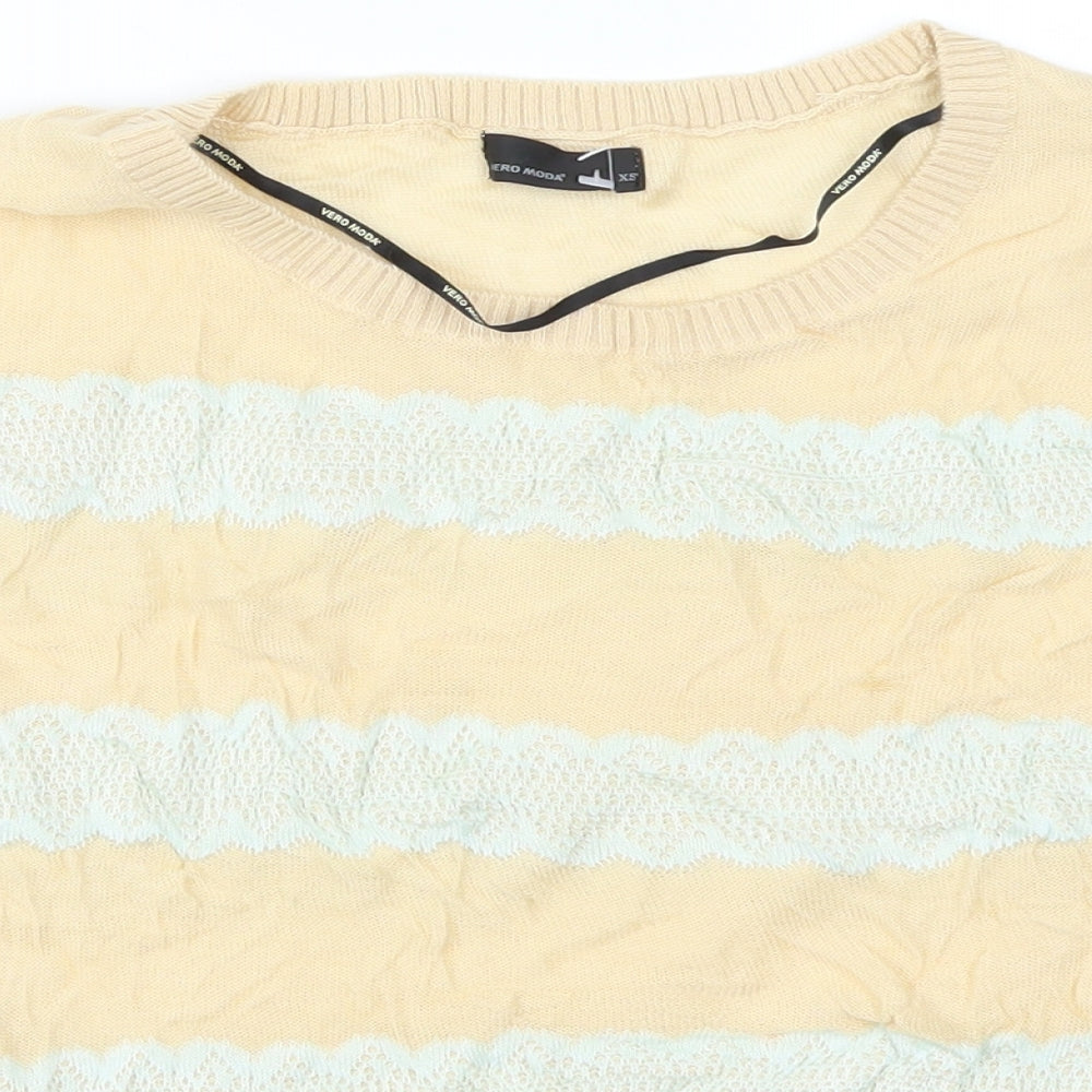 Womens UK Size XS VERO MODA Beige Basic T-Shirt