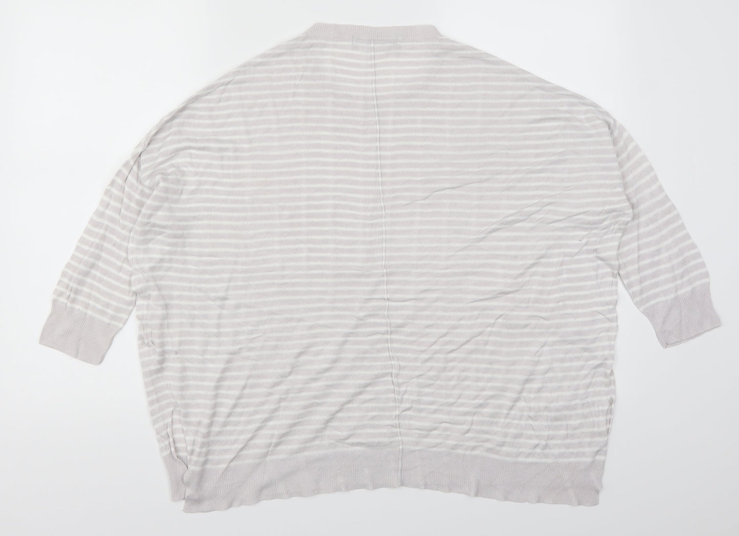 Marks and Spencer Womens Grey Striped  Pullover Jumper Size 14