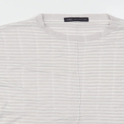 Marks and Spencer Womens Grey Striped  Pullover Jumper Size 14