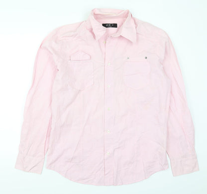 Mens UK Size 2XL Ice J Pink  Button-Up Long Sleeve Casual Shirt