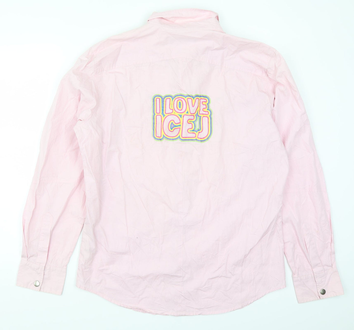 Mens UK Size 2XL Ice J Pink  Button-Up Long Sleeve Casual Shirt
