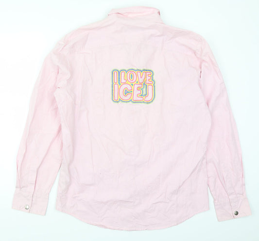 Mens UK Size 2XL Ice J Pink  Button-Up Long Sleeve Casual Shirt