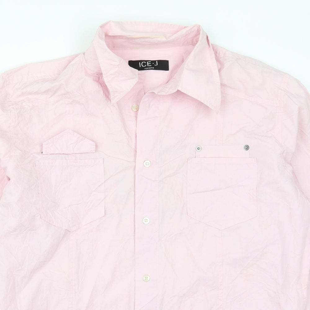 Mens UK Size 2XL Ice J Pink  Button-Up Long Sleeve Casual Shirt