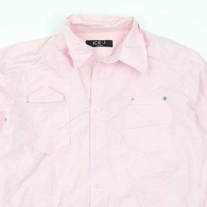 Mens UK Size 2XL Ice J Pink  Button-Up Long Sleeve Casual Shirt