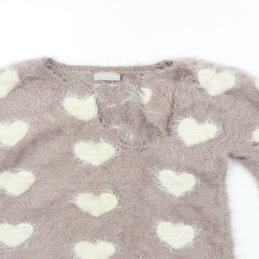 i love girlswear Girls Pink   Pullover Jumper Size 10-11 Years  - HEARTS