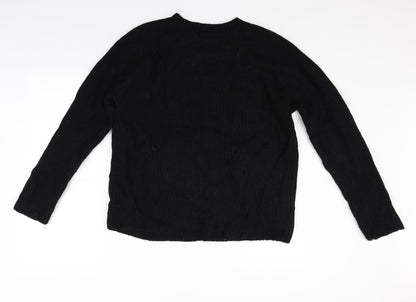 Suzy Shier Womens Black Houndstooth  Henley Jumper Size XL