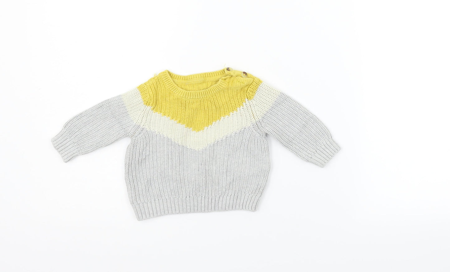 Marks and Spencer Boys Grey Striped  Pullover Jumper Size 0-3 Months