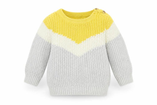 Marks and Spencer Boys Grey Striped  Pullover Jumper Size 0-3 Months