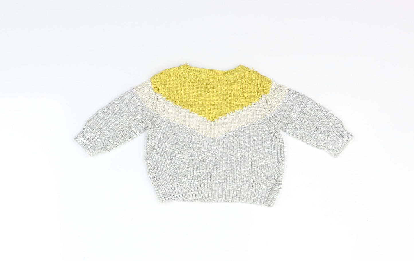 Marks and Spencer Boys Grey Striped  Pullover Jumper Size 0-3 Months
