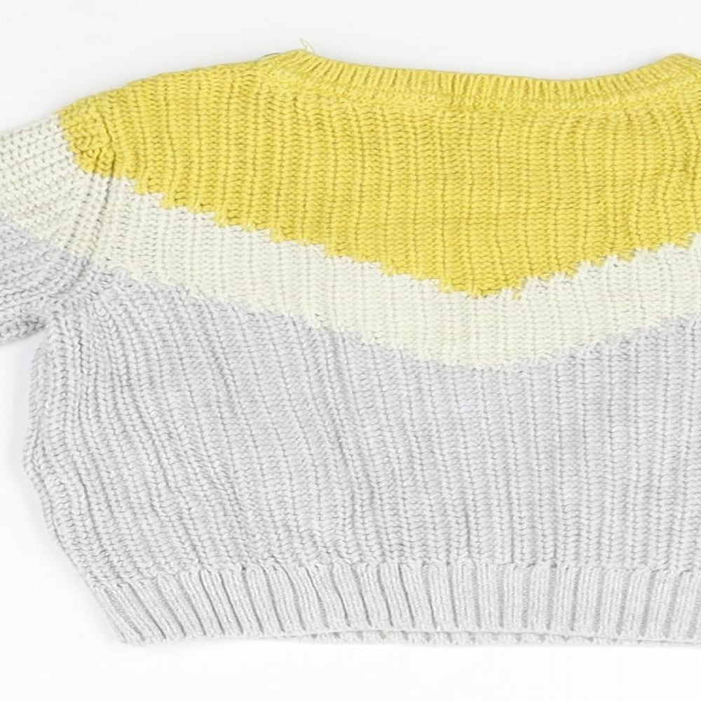 Marks and Spencer Boys Grey Striped  Pullover Jumper Size 0-3 Months