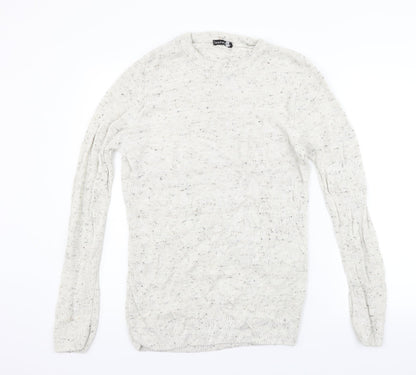 Boohoo Mens Beige Houndstooth  Pullover Jumper Size L