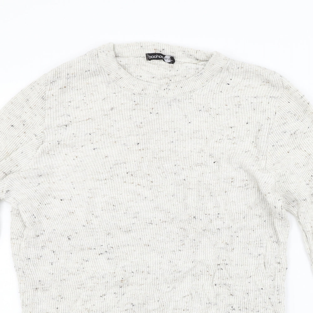 Boohoo Mens Beige Houndstooth  Pullover Jumper Size L