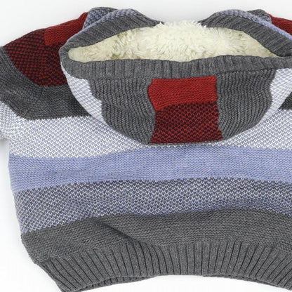 Marks and Spencer Girls Blue Geometric  Cardigan Jumper Size 2 Years
