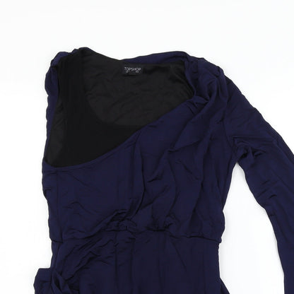Topshop Womens Blue Houndstooth  Fit & Flare  Size 14