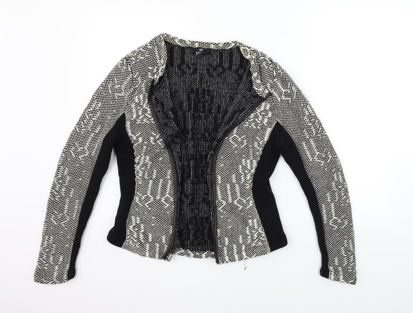 H&M Womens Grey Geometric  Cardigan Jumper Size M