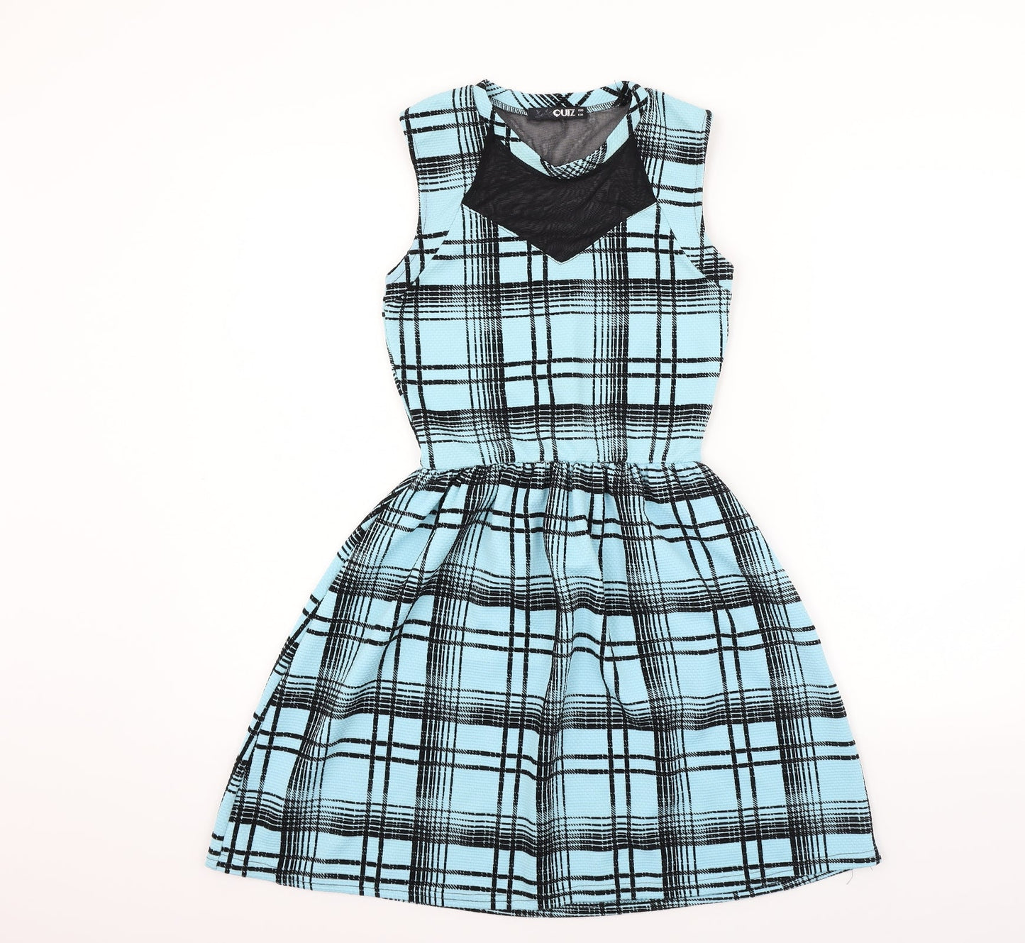 Quiz Womens Blue Check  Fit & Flare  Size 8