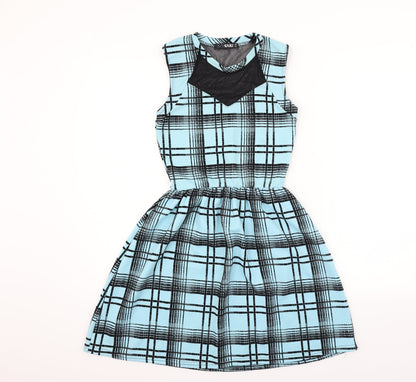 Quiz Womens Blue Check  Fit & Flare  Size 8
