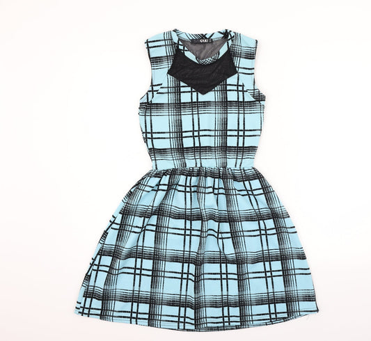 Quiz Womens Blue Check  Fit & Flare  Size 8