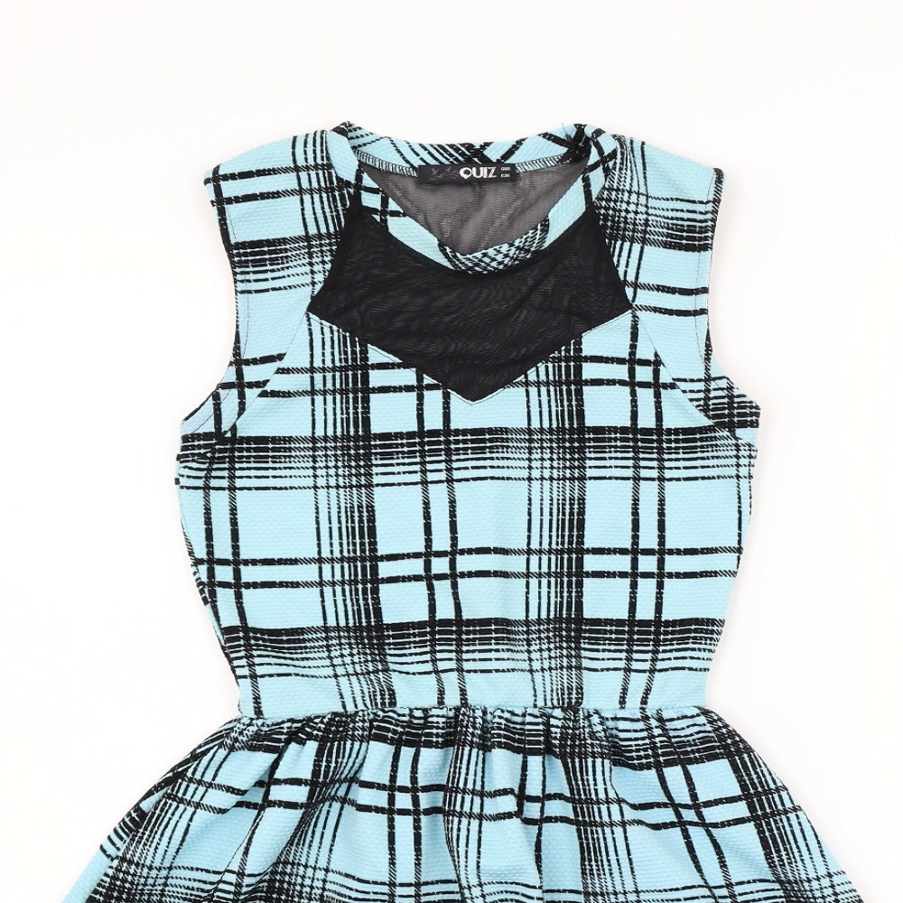 Quiz Womens Blue Check  Fit & Flare  Size 8