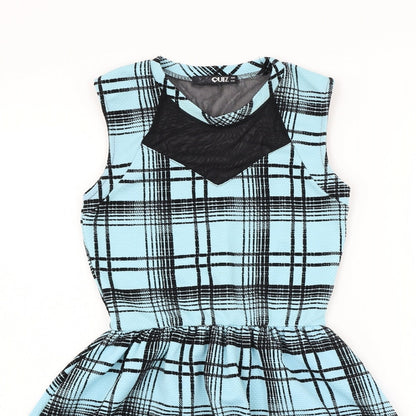 Quiz Womens Blue Check  Fit & Flare  Size 8