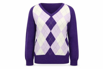L.O.G.G     Womens Purple Houndstooth  Pullover Jumper Size M