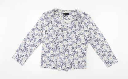 New Look  Womens Grey Floral  Jacket Blazer Size 10